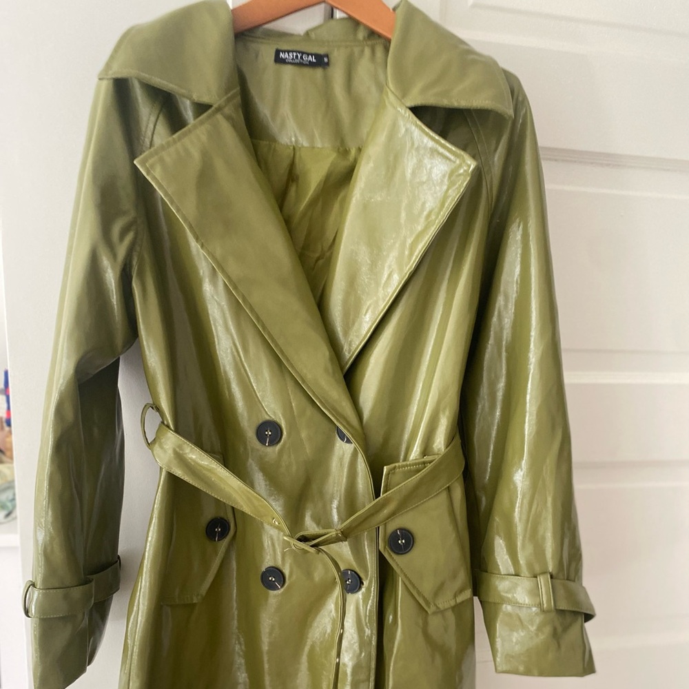 Nasty Gal Green Trench Rain Coat